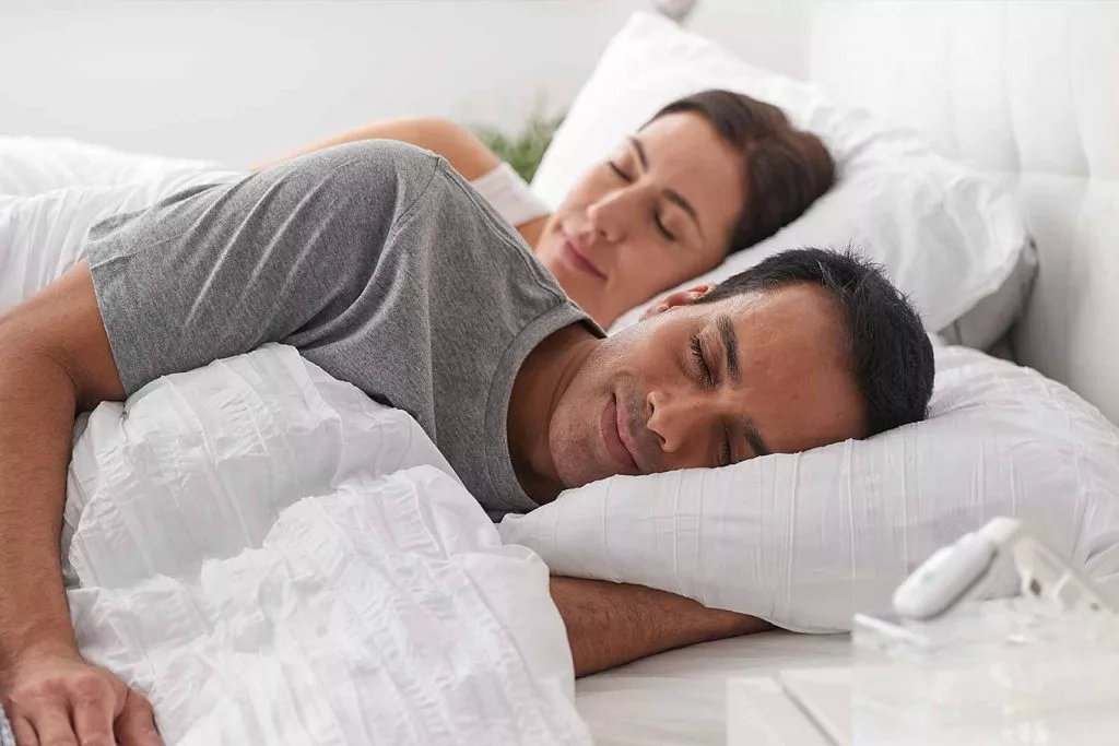 Sleeping soundly because of eXciteOSA Daytime Therapy Device For Sleep Apnea
